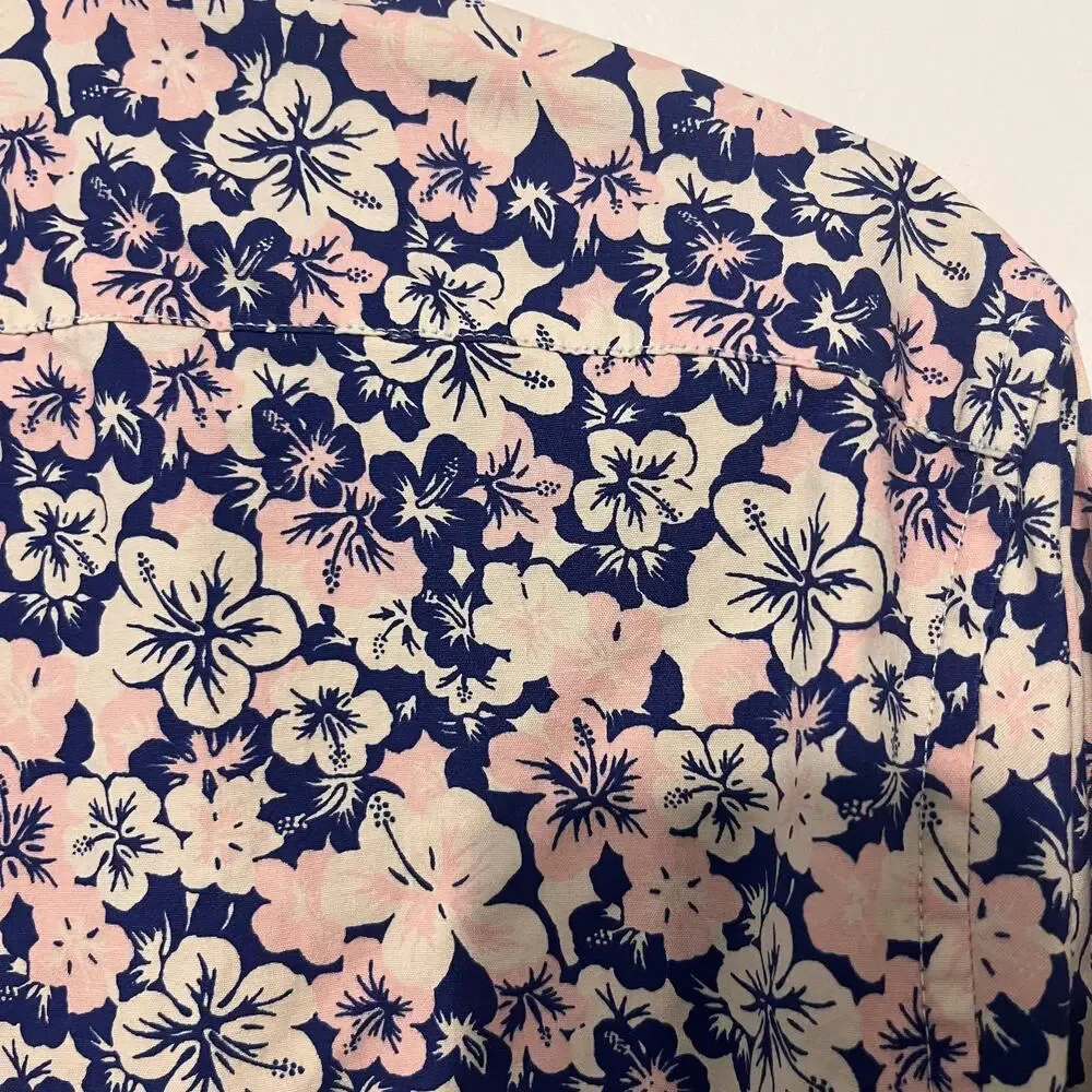 J.Crew Secret Wash Shirt Mens Small Pink Blue Slim Fit Floral Organic Cotton